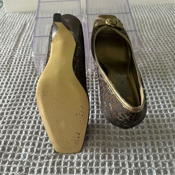Nickels Women's Gold Leopard Print Open Toe Stiletto Heels Size 9 - Picture 5 of 7